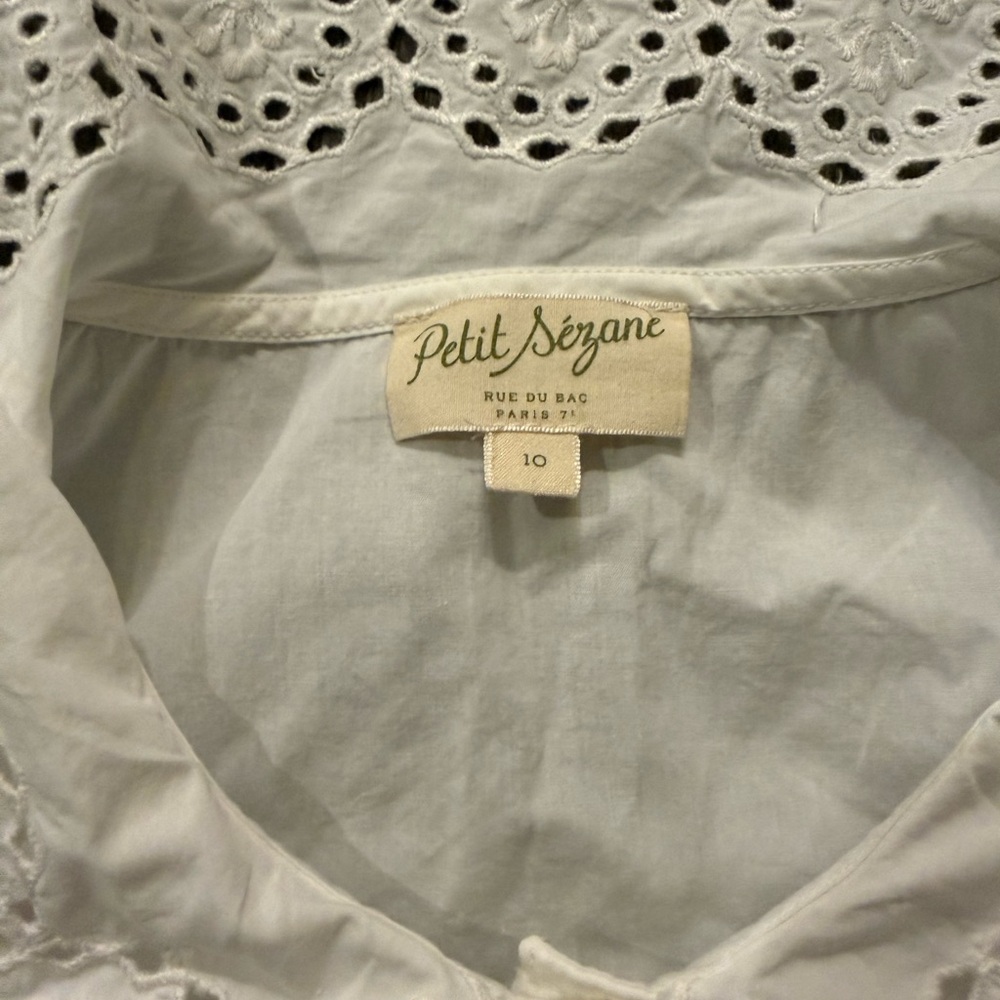 Sezane White Kids Blouse with Eyelet Collar - Picture 5 of 5